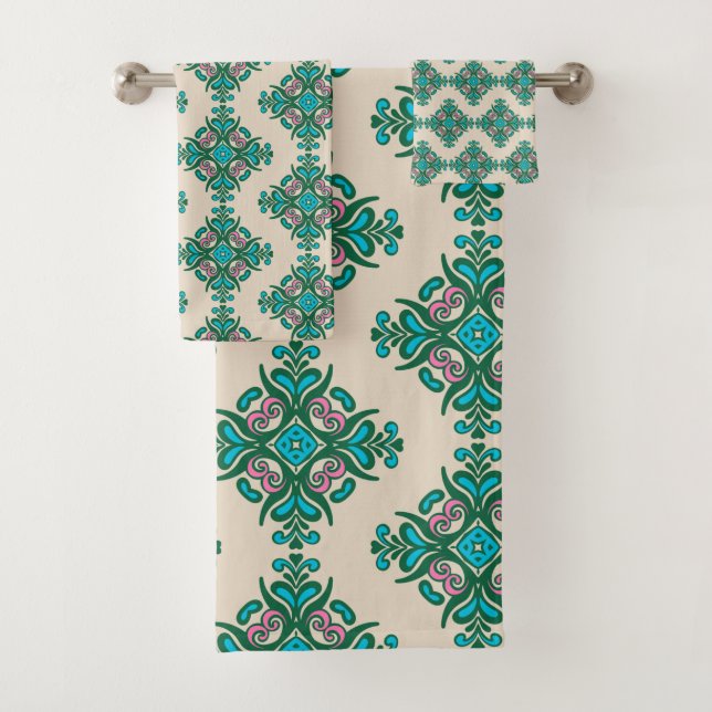 Carrelage Art Nouveau vintage Motif Vert Bleu (En situation)