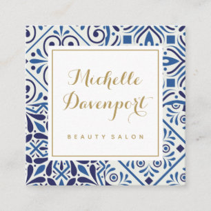 Carrelage bleu chic carte de visite carré