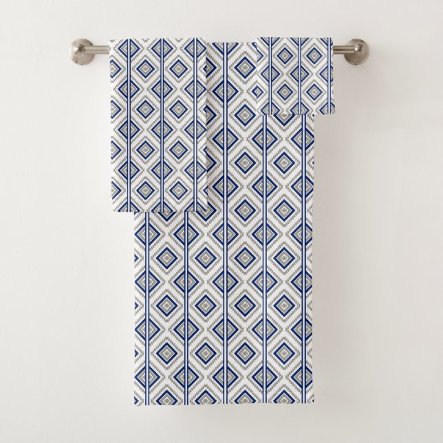 carrelage bleu gris motif aztèque (En situation)
