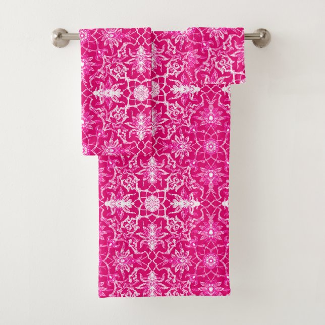 Carrelage chinois Art Nouveau, rose Fuchsia (En situation)