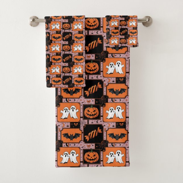 Carrelage de coquillages : un quatuor d'Halloween (En situation)