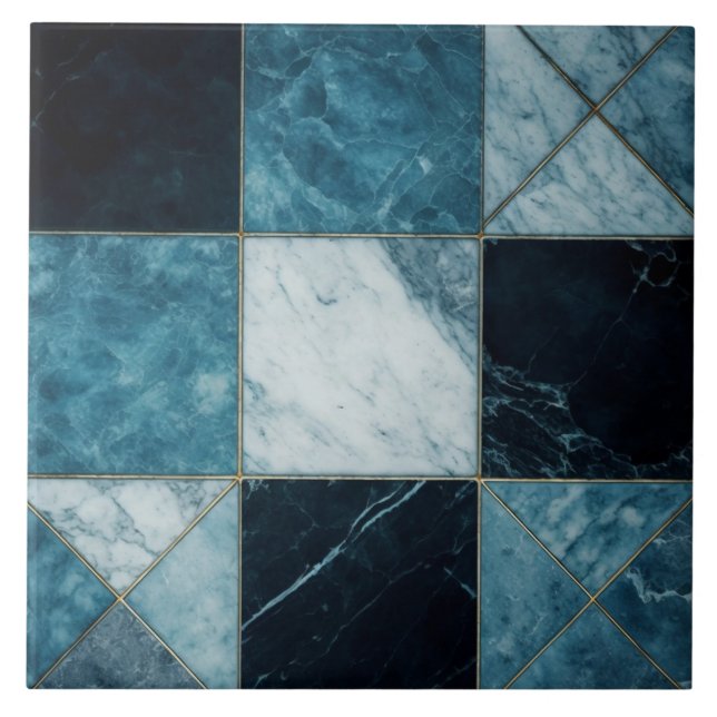 Carrelage en céramique en marbre bleu - 9 carreaux (Devant)