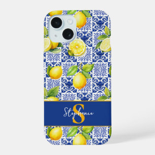 Carrelage en forme de citron bleu blanc méditerran