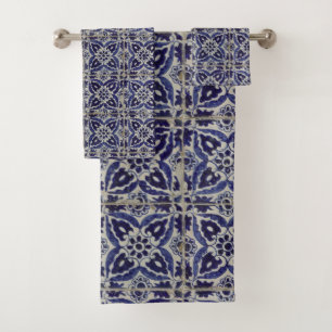 Carrelage italien rustique Azulejo bleu blanc géom