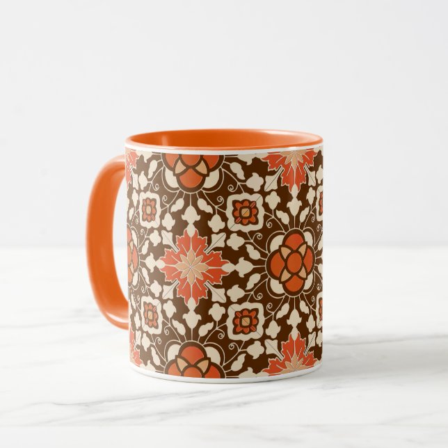 Carrelage marocain floral, Brown, rouille et Mug b (Devant gauche)
