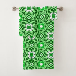 Carrelage marocain floral, émeraude et vert citron