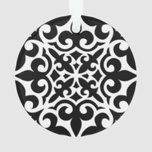 Carrelage marocain - noir avec arrière - plan blan