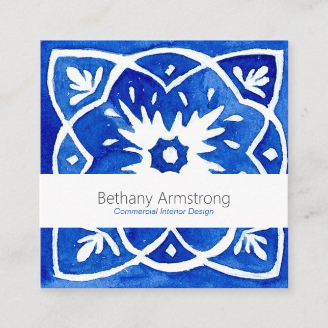 Carrelage méditerranéen Carte de visite bleu et bl (Devant)