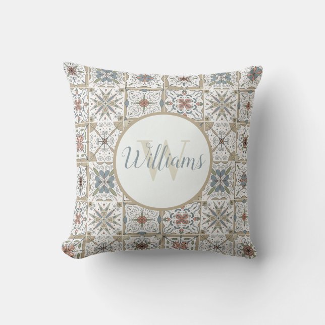 Carrelage motif Mosaïque Monogramme Oreiller (Recto)
