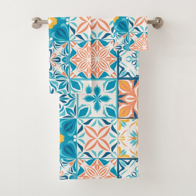 Carrelage orange et bleu (En situation)