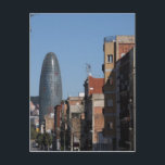 Carrer de Badajoz und Torre Agbar, Barcelona Postkarte<br><div class="desc">Carrer de Badajoz Straße und der Wolkenkratzer Torre Agbar in Barcelona,  Spanien.</div>