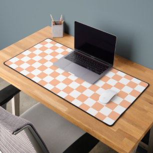 Carrés à carreaux pêche orange blanc géométrique