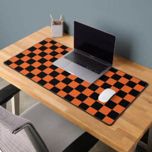 Carrés à damier Noir et orange géométrique rétro