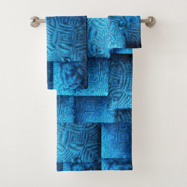 Carrés bleu vif au design tribal abstrait (En situation)