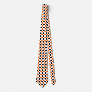 Carrés diagonaux - orange et noir sur Cravate blan