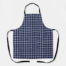 Carrés géométriques sur tablier bleu tout-dessus
