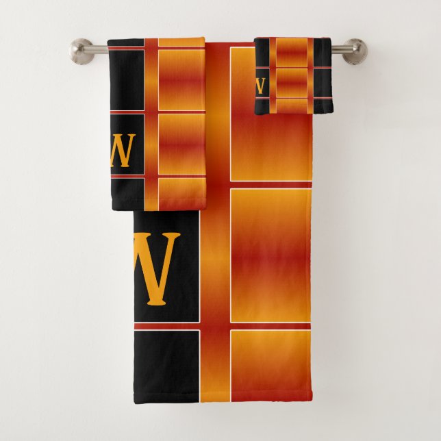 Carrés Orange Noir Et Doré (En situation)