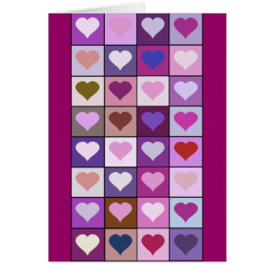 Carrés pourpres et roses de coeur