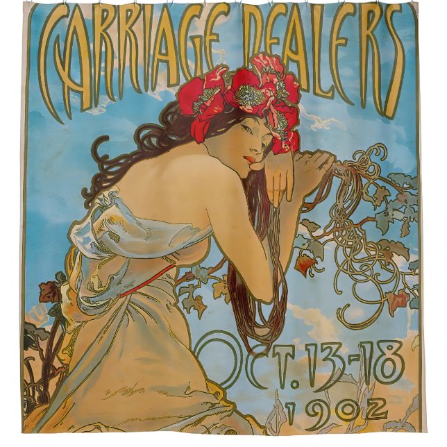 Carriage Dealers by Alphonse Mucha (1902) Duschvorhang (Vorderseite)