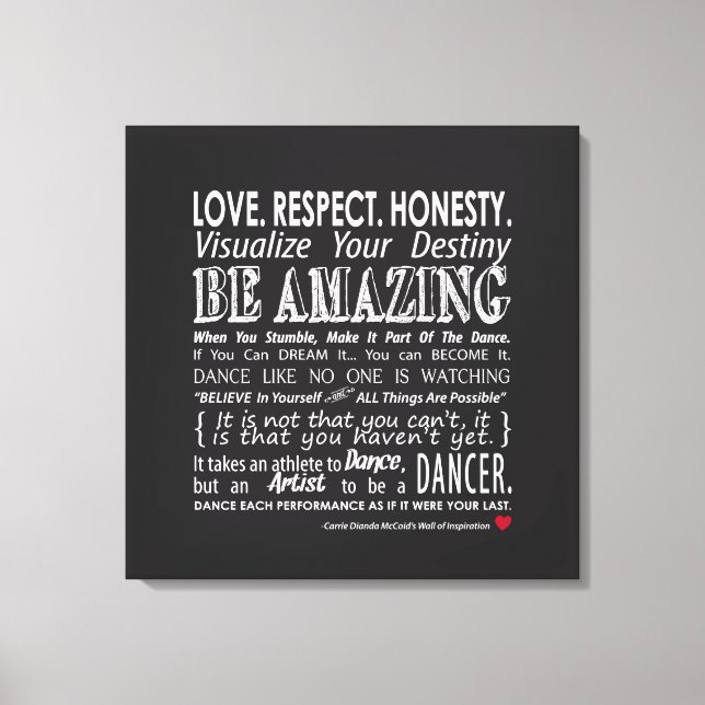 Carrie's Inspiration Dance Quotes 24x24 Leinwand (Vorderseite)