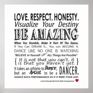 Carrie's Inspiration Dance Quotes Poster - Weiß