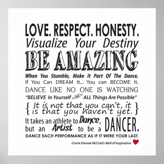 Carrie's Inspiration Dance Quotes Poster - Weiß (Vorne)