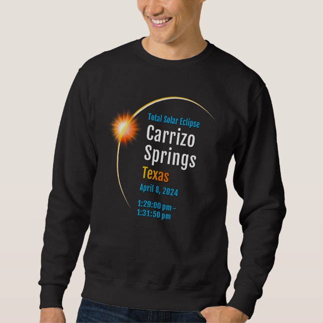 Carrizo Springs Texas Tx Total Solar Eclipse 2024 Sweatshirt (Vorderseite)