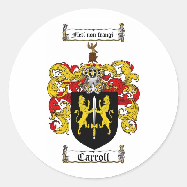 CARROLL-FAMILIENWAPPEN - KARROLLSCHUTZ VON WAFFEN RUNDER AUFKLEBER (Vorderseite)