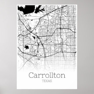 Carrollton Map - Texas - City Map Poster