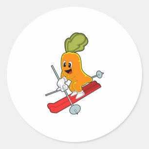 Carrot als Skifahrer mit Ski Runder Aufkleber