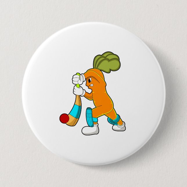 Carrot auf Cricket mit Kricketfledermaus Button (Vorderseite)