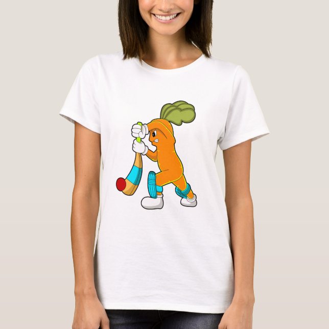 Carrot auf Cricket mit Kricketfledermaus T-Shirt (Vorderseite)