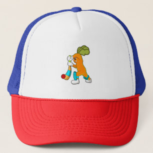 Carrot auf Cricket mit Kricketfledermaus Truckerkappe