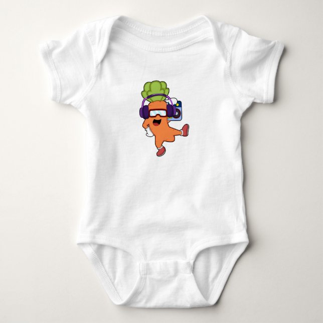 Carrot bei Musik mit Headphone Baby Strampler (Vorderseite)