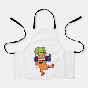 Carrot bei Musik mit Headphone Schürze