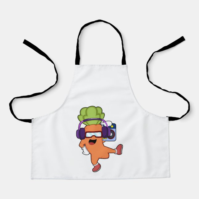 Carrot bei Musik mit Headphone Schürze (Vorderseite)