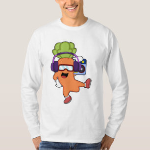 Carrot bei Musik mit Headphone T-Shirt
