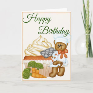 Carrot Cake Cupcake Bear Baker Bonne carte d'anniv
