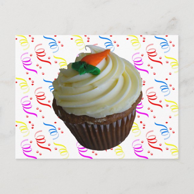 Carrot Cake Cupcake mit Confetti Postkarte (Vorderseite)