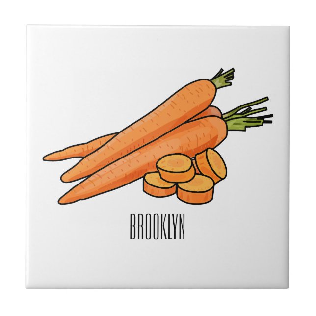 Carrot-Cartoon-Abbildung Fliese (Vorderseite)