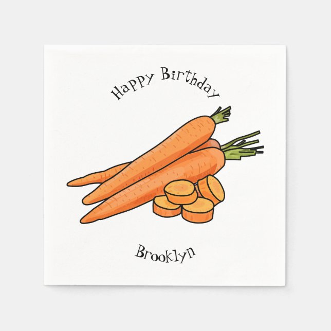 Carrot-Cartoon-Abbildung Serviette (Vorderseite)