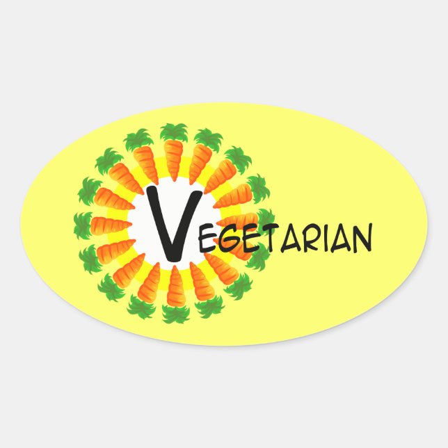 Carrot Circle Sun Vegetarian Ovaler Aufkleber (Vorderseite)