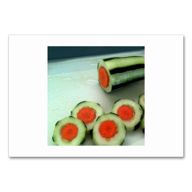 Carrot Cucumber Lesekarten für Erwachsene Tischnummer (Vorderseite)