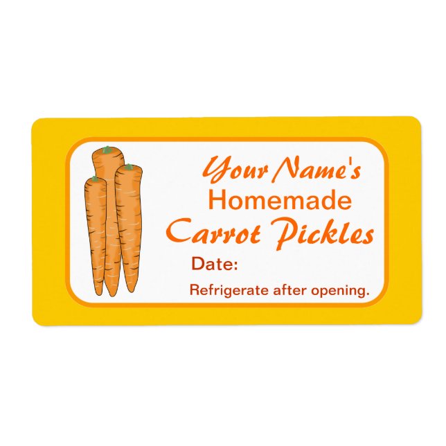 Carrot Custom Pickle Jar Labels Personalisiert (Vorne)