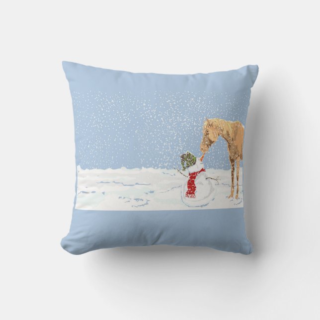 Carrot-Dieb-Pferd und Snowman-Kissen Kissen (Vorderseite)