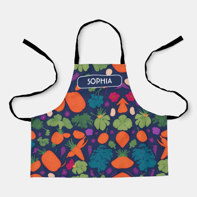 Carrot Floral Personalisiertes Muster Schürze (Vorderseite)