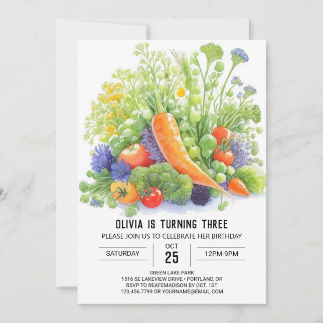 Carrot Harvest Kids' Geburtstag Einladung (Vorderseite)