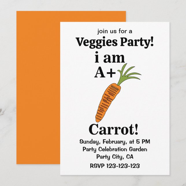 Carrot I am A+ Funny Carrot Einladung (Vorne/Hinten)