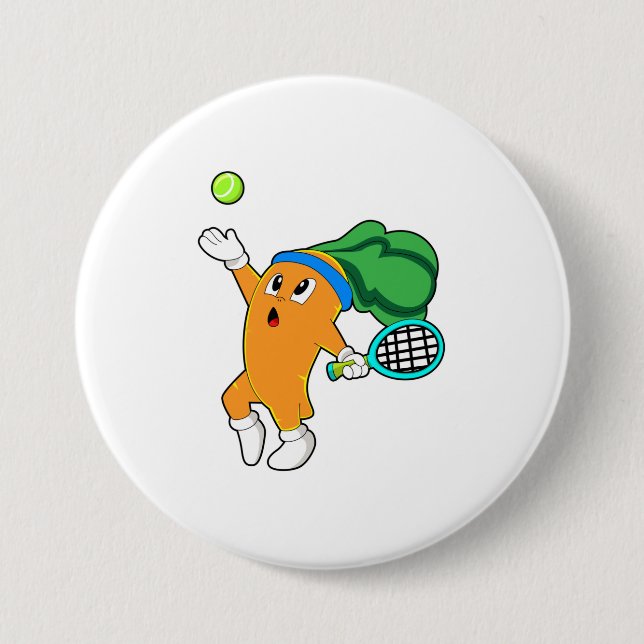 Carrot im Tennis mit Tennisschläger Button (Vorderseite)