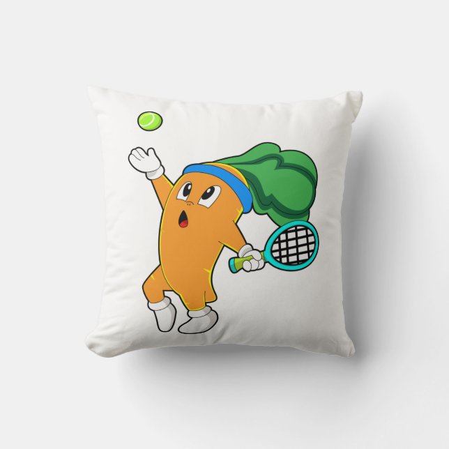 Carrot im Tennis mit Tennisschläger Kissen (Vorderseite)